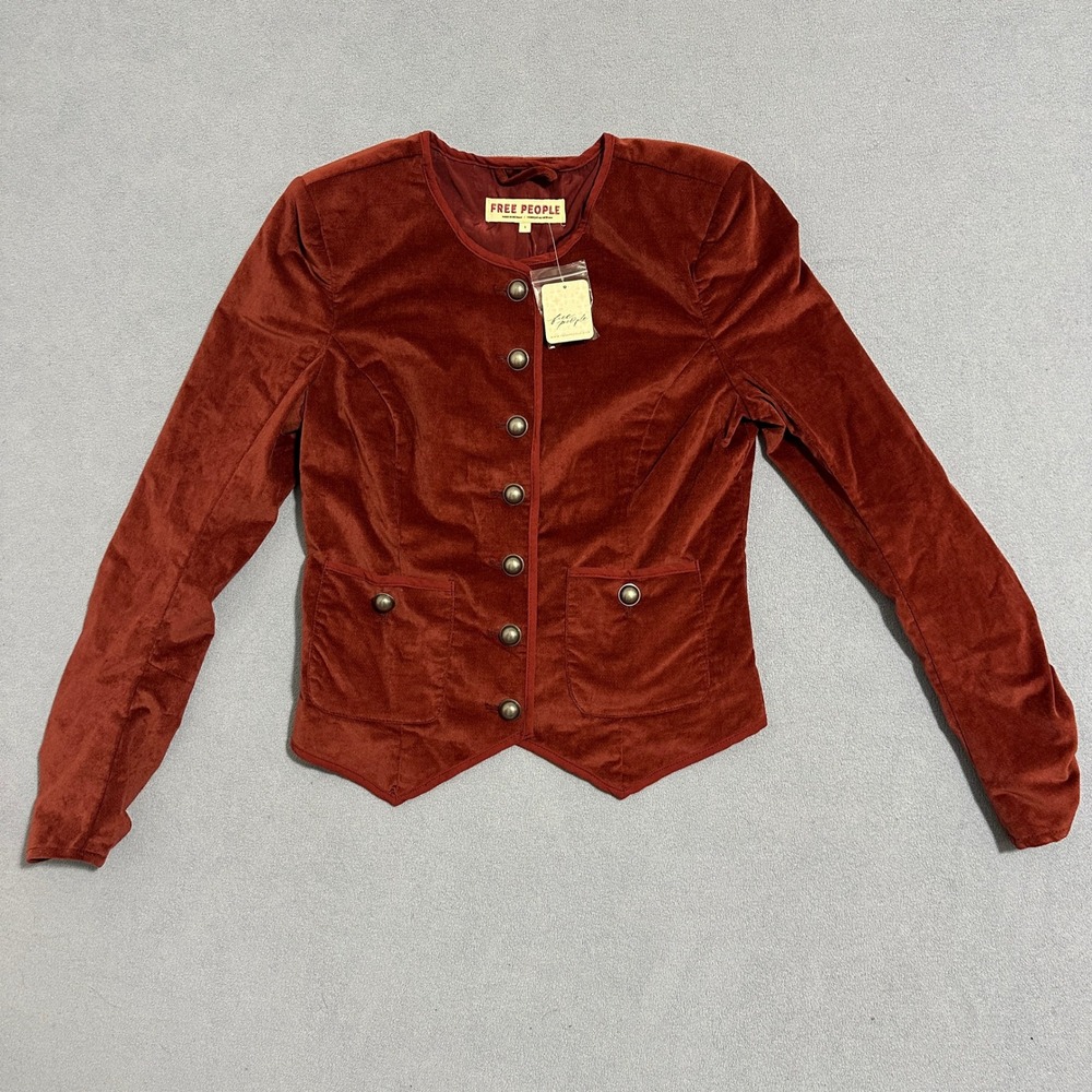 Free People Becky Jacket Velvet Garnet Grotto Long Sleeve Womens Size Small NWT